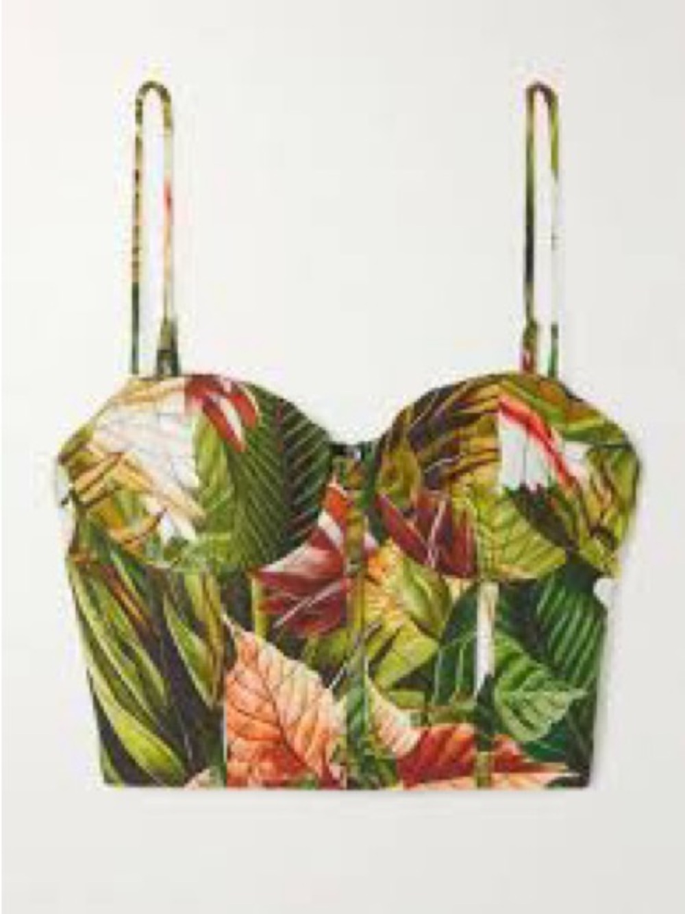 Farm Rio Botanical Forest Cropped Floral Print Linen Blend Top NWOT Size S